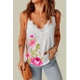 thumbnail image 1 of ABPHQTO Camiseta de tirantes de espagueti de patchwork de encaje con estampado floral blanco para mujer, 1 of 5