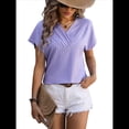 thumbnail image 1 of Blusa Informal de Verano para Mujer, con Cuello en V, Corta, Holgada, Básica y . Púrpura XXL, 1 of 9