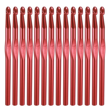 Uxcell Crochet Hook Set, 14Pcs 8mm Aluminum Ergonomic Crochet Needle Red