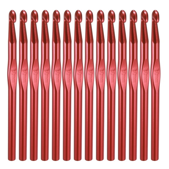 Uxcell Crochet Hook Set, 14Pcs 8mm Aluminum Ergonomic Crochet Needle Red