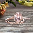 thumbnail image 3 of 2.50 Carat Morganite Wedding Set Engagement Ring 8x6mm Oval Shaped Art Deco Bridal Ring On 10k Rose Gold, 3 of 6