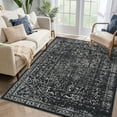 thumbnail image 2 of Hasoo 4' x 6' Area Rug for Living Room Boho Vintage Rug Non Slip Throw Rugs Floral Indoor Carpet, Black, 2 of 6