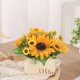 thumbnail image 4 of Girasoles artificiales, flores artificiales, plantas verdes, plantas en macetas, sala de estar, comedor, decoración de escritorio, 4 of 5