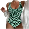 thumbnail image 1 of MKLEKYY Trajes De Baño Dama Women Large Size Swimwear Figure Shaping U Neck Striped Print Sports Swimsuits Swimsuit With Wide Shoulder Straps, 1 of 6