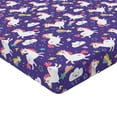 thumbnail image 2 of Ambesonne Unicorn Fitted Sheet, Theme Rainbow Cloud, Twin Size, Dark Indigo and Multicolor, 2 of 3