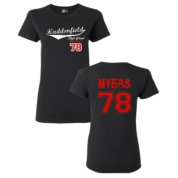 Ladies Myers 28 Haddonfield Illinois Halloween Front And Back DT T-Shirt Tee