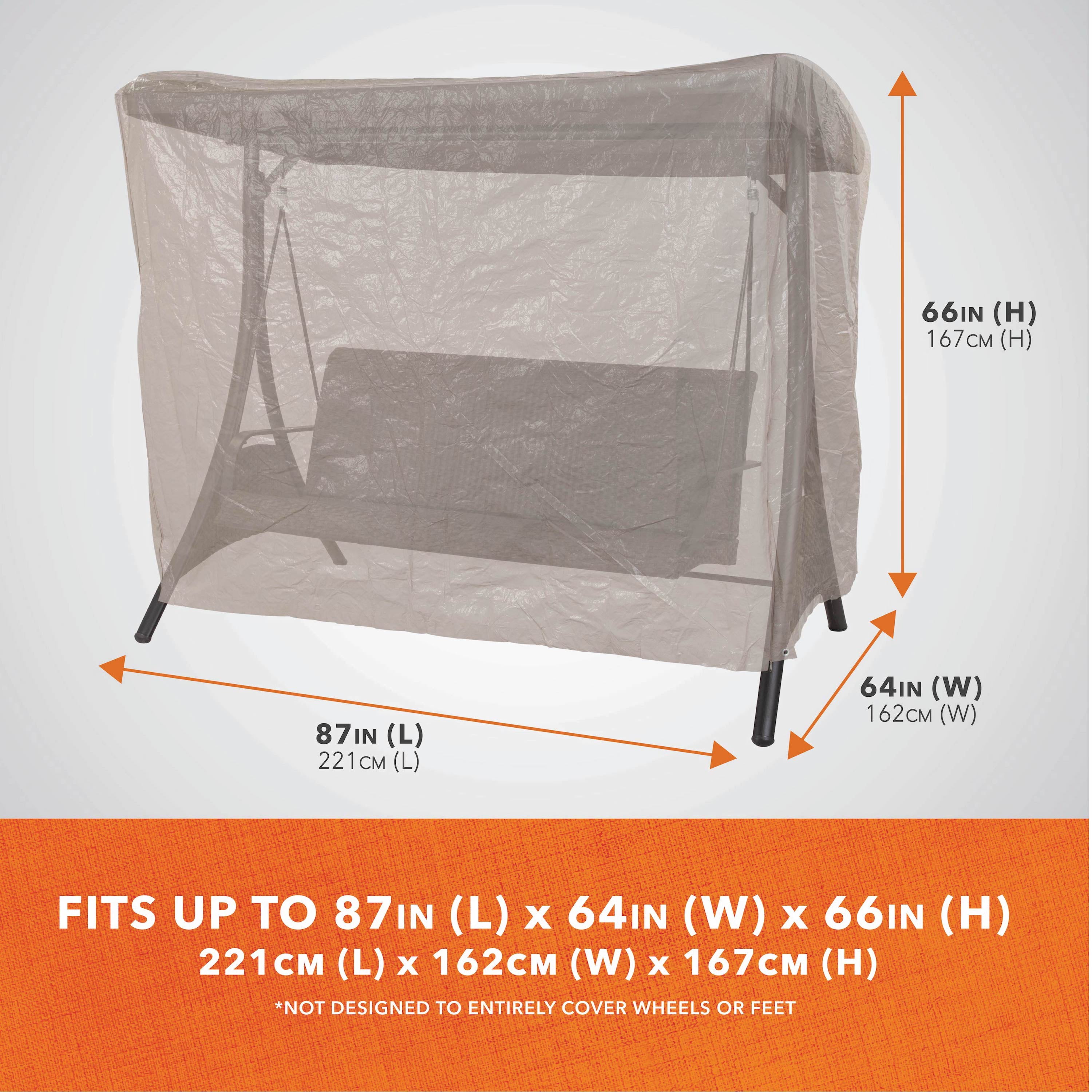 Modern Leisure Basics Rectangle Patio Swing Cover, 87"L x 64"W x 66"H, Khaki