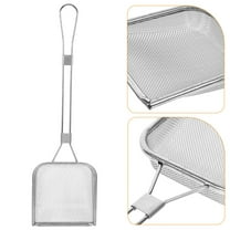 2Pcs Square Mesh Skimmer Stainless Steel Colander Spoon Fry Ladle Skimmer Oil Fat Skimmer Fryer Scoop for Cooking Frying Kitchen Silver