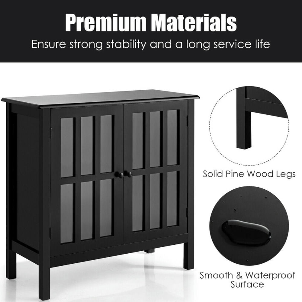 Finihen Kitchen Storage Cabinet, Buffet Sideboard, Glass Door Sideboard Console Storage Buffet Cabinet, for Dining Room, Kitchen, Living Room, Black Finihen Kitchen Storage Cabinet, Buffet Sideboard, Glass Door Sideboard Console Storage Buffet Cabinet, for Dining Room, Kitchen, Living Room, Black