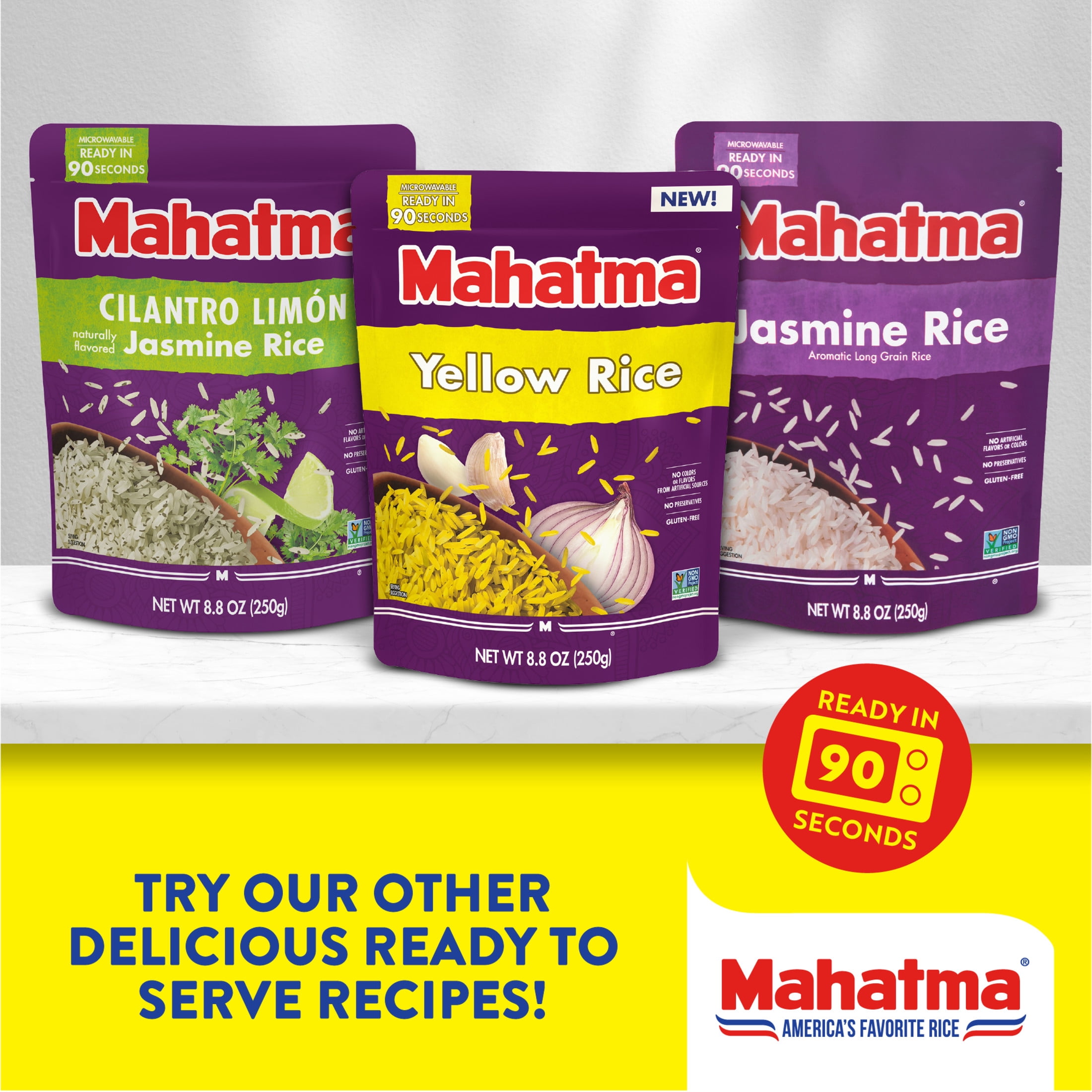 Mahatma Authentic Saffron Yellow Rice, Seasoned Rice with Spices, Gluten Free, 5 oz Bag
