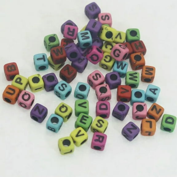 U8MO 500 Assorted Alphabet Letter Acrylic Cube Beads 5mm Jewelry Kids Craft-Mixed Color With Black