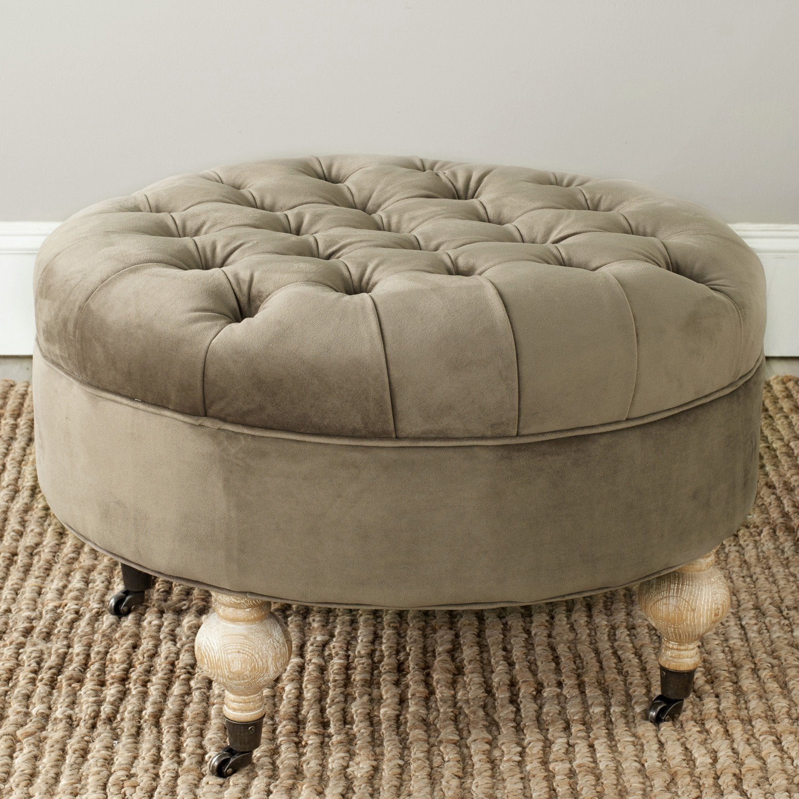 Safavieh Clara Velvet Tufted Round Ottoman - Walmart.com