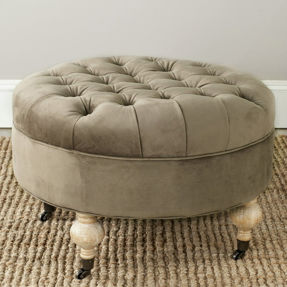 Safavieh Clara Velvet Tufted Round Ottoman - Walmart.com - Walmart.com