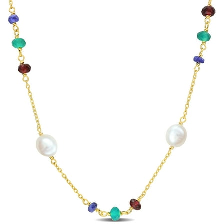 Everly Women's Cultured Pearl Yellow Gold Plated Necklace