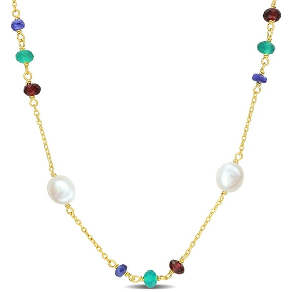 Everly Women's Cultured Pearl Yellow Gold Plated Necklace