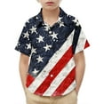 thumbnail image 2 of HAOTAGS 4th of July Shirts for Big Boys American Flag Patriotic Short Sleeve Button Down Shirt Multicolor Size 5 Years, 2 of 9
