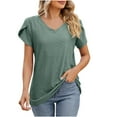thumbnail image 1 of Birdeem Mode Femmes Décontracté Couleur Unie Col en V Manches Courtes Blouses Amples, 1 of 9