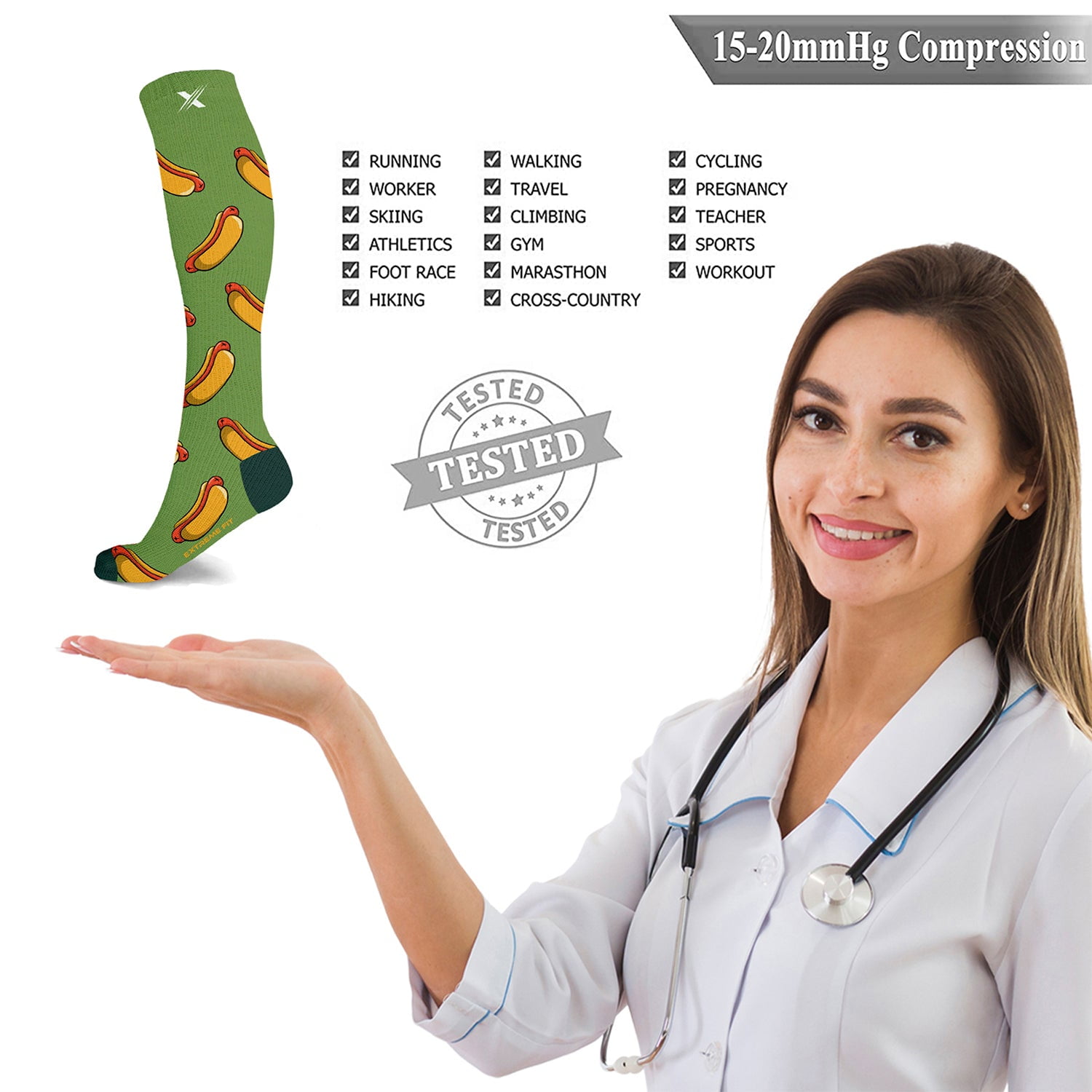 Food Lovers Expressive Knee-High Compression Socks - 6 Pair