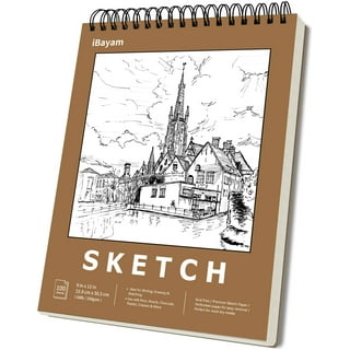 Bachmore 8.5 inchx11 inch Hardbound Sketchbook, Left Spiral Sketch Pad with Hardcover, Perforated and Durable Acid Free Drawing Paper, Ideal Art for