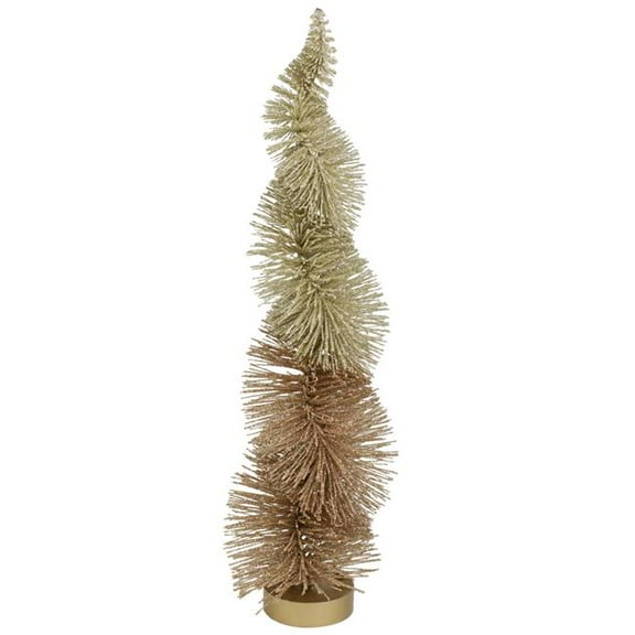 14 in. Glittered Spiral Sisal Christmas Tree Tabletop Decor, Rose Gold
