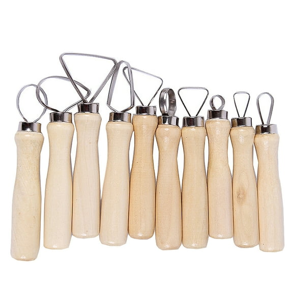 TAILTOSS 10Pcs Ceramic Tool Kit for Clay Pottery Ceramic Work with Various Tips in Khaki