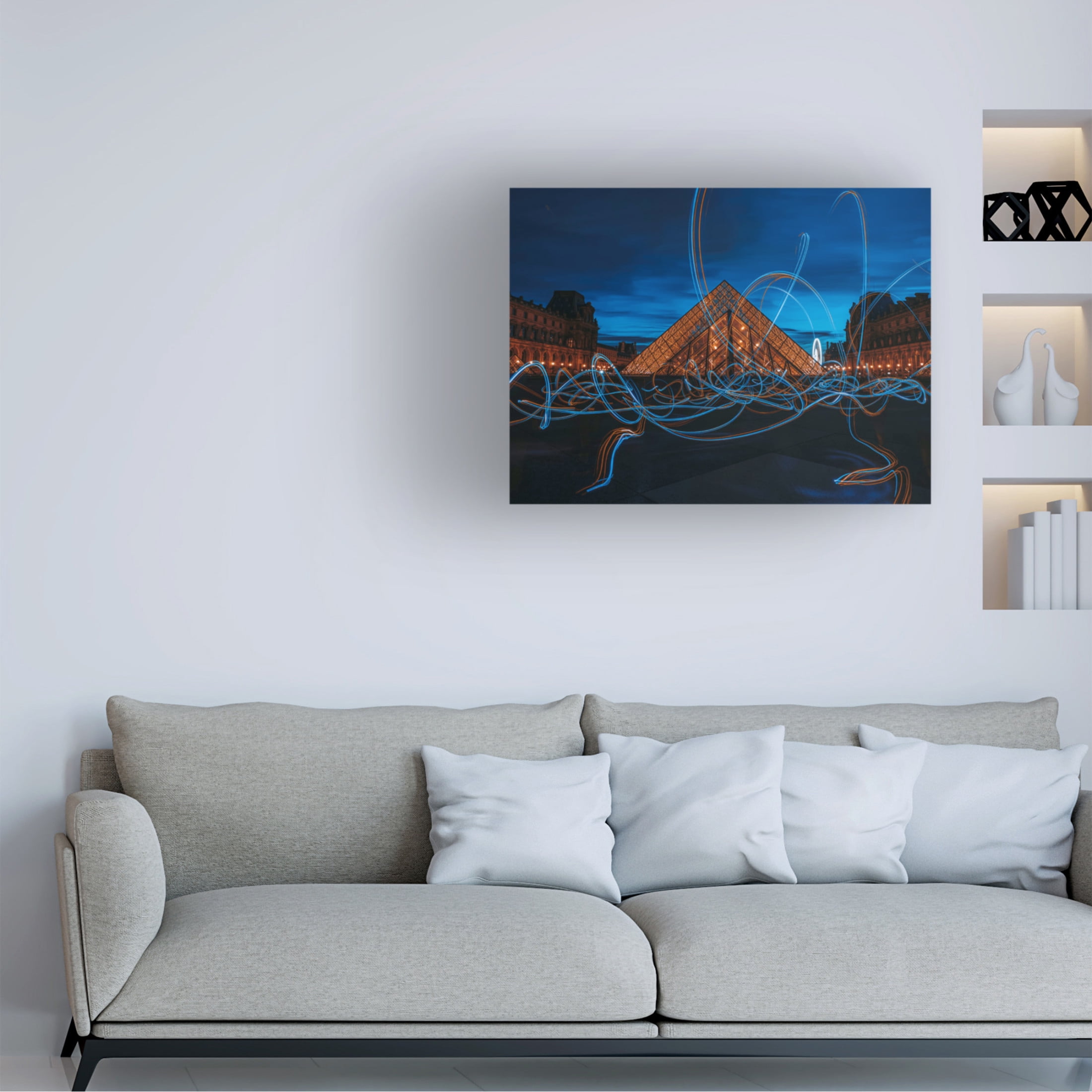 Trademark Fine Art Amir Light painting at Louvre Museum Canvas Wall Art