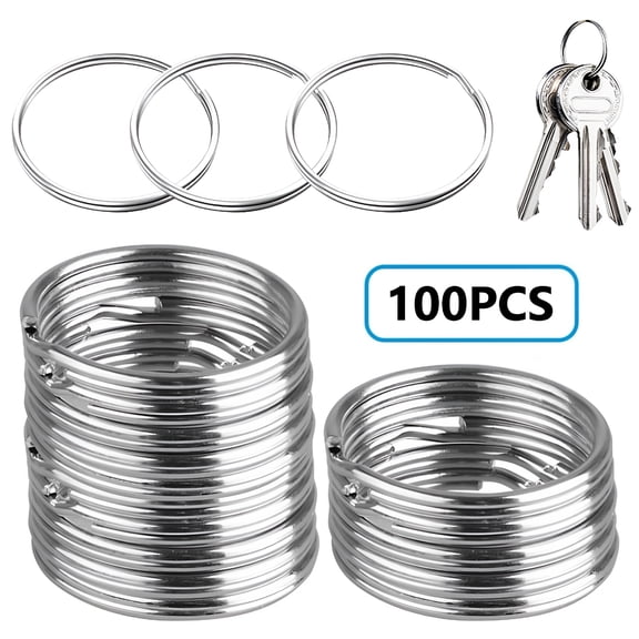DESIGNICE 100 Pcs Key Rings, Split Bulk Keyrings for Keychain and Crafts Small Key Rings (25Mm), Silver