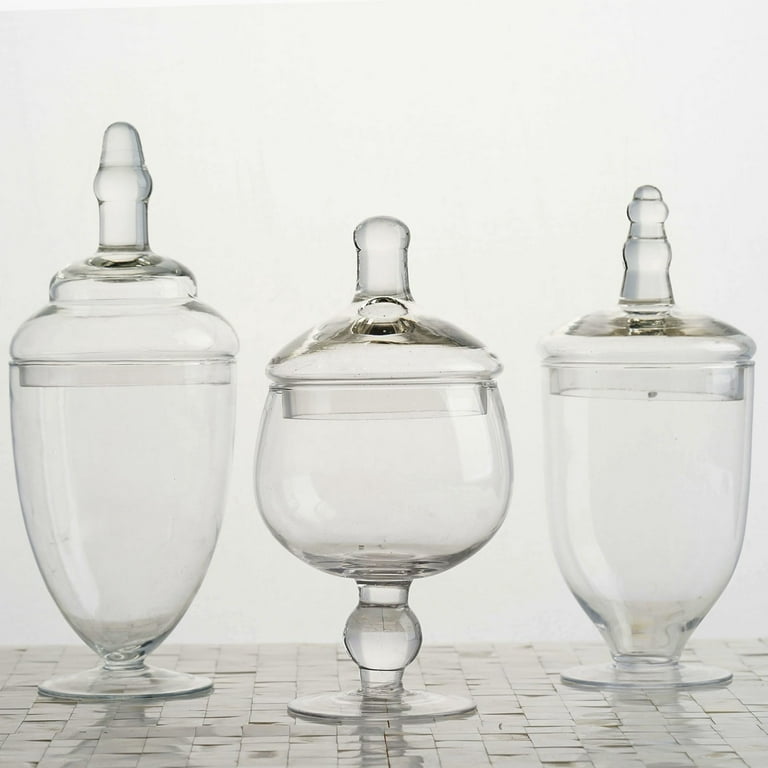 Large Glass Apothecary Candy Jar – Footed Vase With Lid