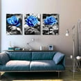 thumbnail image 4 of HFDF Bedroom Wall Art For Living Room Wall Decor For Kitchen Family Pictures Artwork Black And White Blue Rose Flowers Canvas Paintings 3 Pieces Modern Office Home Decorations 12x16inch Framed, 4 of 7