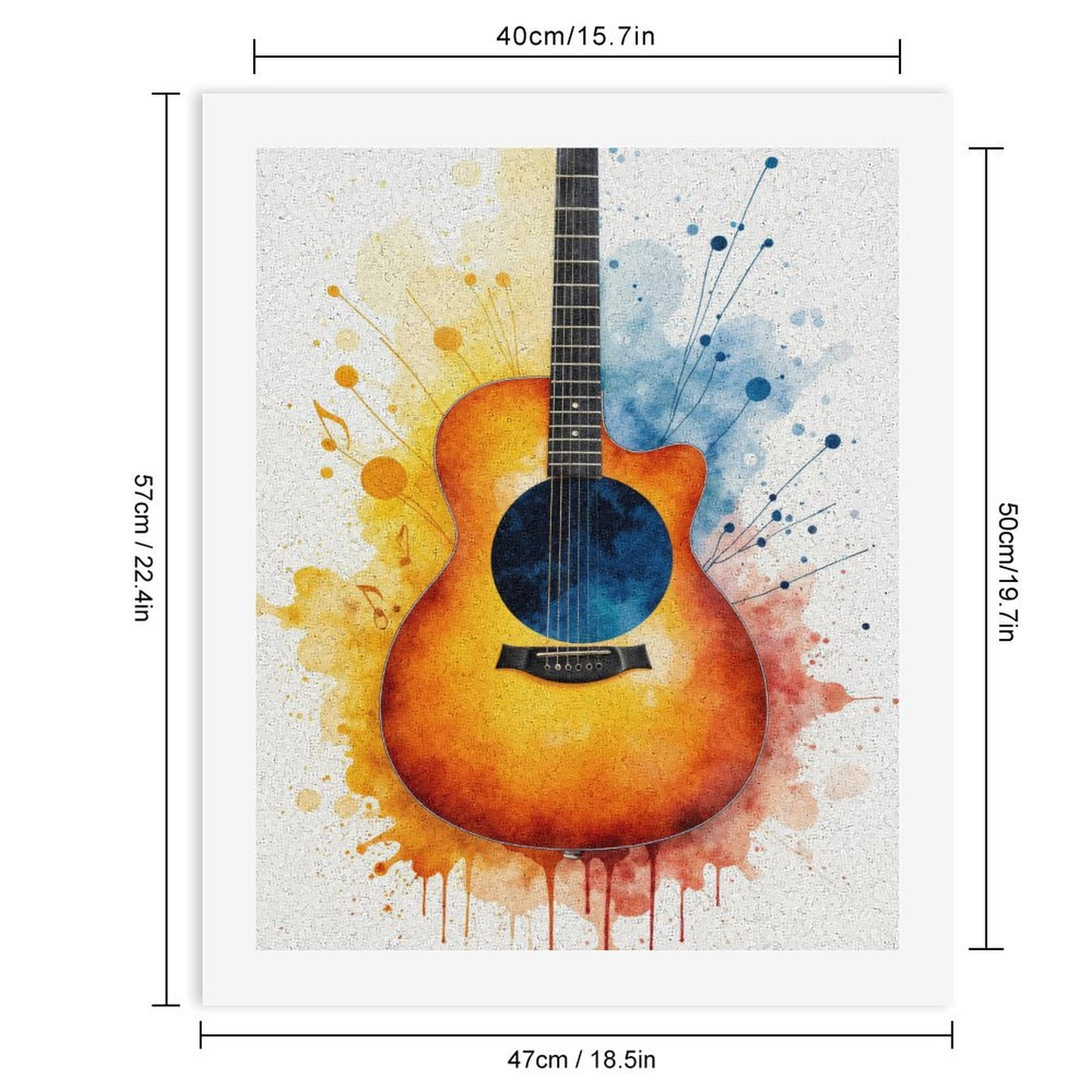 Paint By Numbers Kit for Adults Beginner - DIY Colorful Guitar Art Splash Canvas Painting Kits for Adults, Frameless Paint By Number for Adults for Home Wall Decor 16x20 Inch
