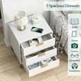 thumbnail image 5 of Eumyviv White Nightstand, Wood Beside Table with 3 Drawers Farmhouse Side Table for Bedroom Living Room, White H0148, 5 of 8