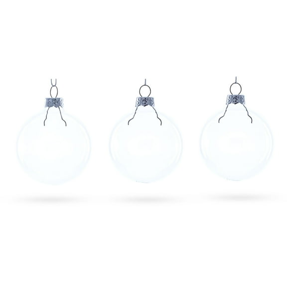 Set of 3 Clear Glass Ball Ornament 2.5