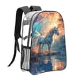 thumbnail image 3 of Honeii Forest Lake White Horse Print Clear Backpack Heavy Duty Transparent Bag 17" See Through BookBag for Women Men Adults Work Festival Sports Travel, 3 of 7