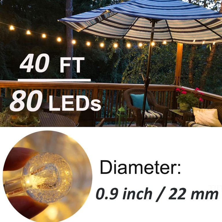 battery operated globe lights for patio umbrella Solhice 40ft hanging lights for Christmas,Battery Operated Outdoor Warm  White & Multicolor, 80 LEDs Globe String Lights Waterproof with Remote for