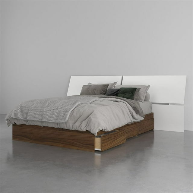 Cologne 2 Piece Full Size Bedroom Set Walnut and White