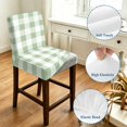 thumbnail image 4 of Sage Green Buffalo Check Bar Stool Cover Set of 6, Farmhouse Plaid Modern Geometric Stretch Bar Chair Cover, Removable Washable Pub Counter Stool Chair Slipcover for Kitchen Dining Room Pub Cafe, 4 of 9