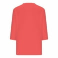 thumbnail image 5 of JGGSPWM Women Solid Blouse 3/4 Sleeve Shirts V Neck Tees Soft Breathable Tunic Dressy Casual Tops Trendy Basic Tshirts Watermelon Red S, 5 of 5