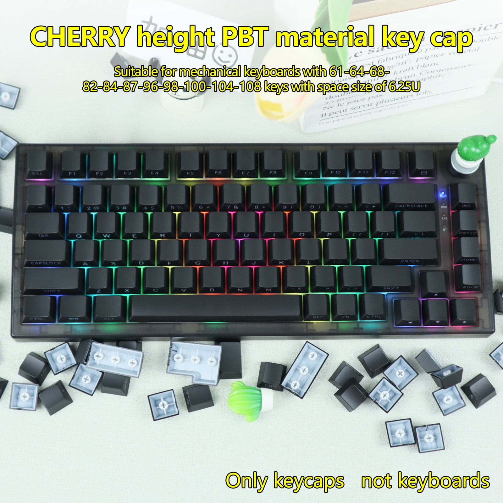 Side Printed Keycaps Double Shot With Backlit Technology for Mechanical Keyboards 140 Keys