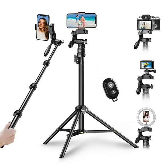 APEXEL 180cm/70in Selfie Stick Tripod Stand Aluminum Alloy with Remote Shutter Replacement for iPhone GoPro Smartphone Camera Vlog Selfie Group Photo Taking Live Streaming Video Recording