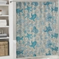 thumbnail image 6 of Awypu Chic Modern Bathroom Decor Waterproof Shower Curtain Multiple Sizes Nautical Pastel Toned Sea Shell Starfish Mollusk Seahorse Coral Reef Motif White, 6 of 7