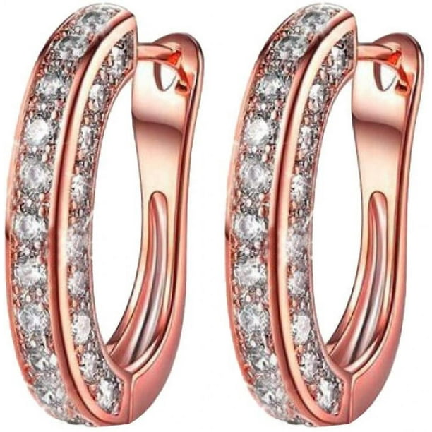 Diamond Hoop Earrings For Women Luxury Round Diamond Earrings