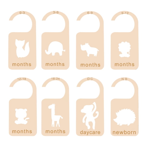 ¡Campaña con descuento!Divisores de armario de madera para bebés Organizadores de armarios para bebés Diseño grabado para cualquier decoración de guardería Juego de 7 adorables organizadores de perch