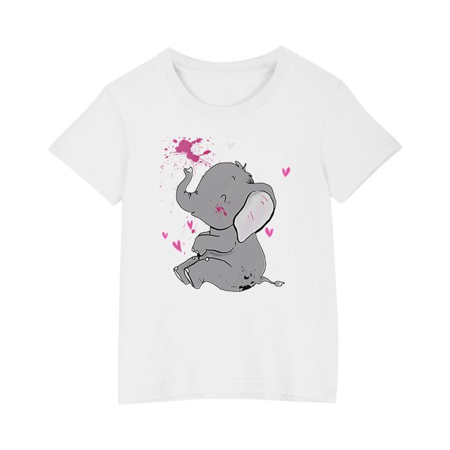 RXIRUCGD 2025 Vêtements d'Été pour Enfants T-shirt Imprimé Mode Mignon Col Rond Manches Courtes