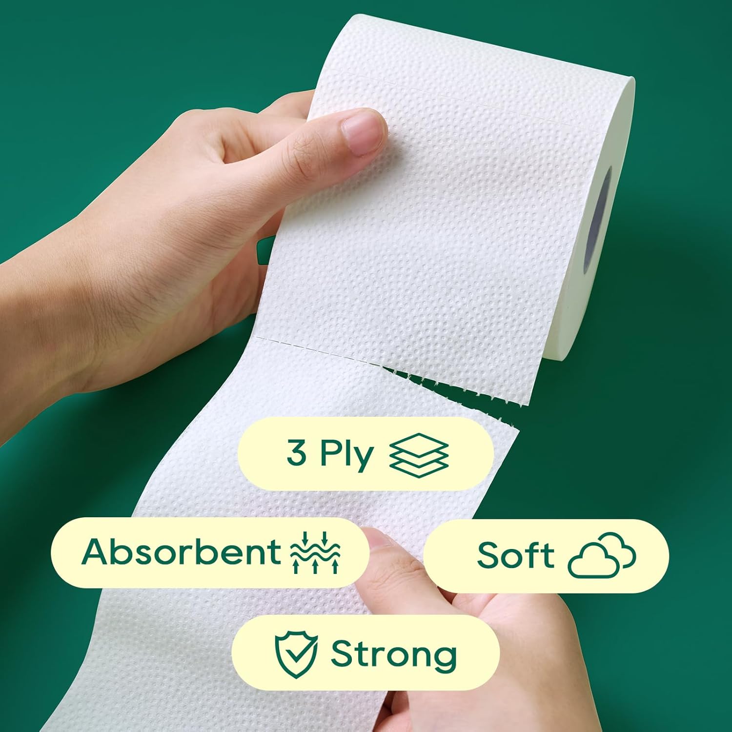 Bamboo Toilet Paper 3 Ply, Septic Safe Toilet Tissue, 12 Double Rolls, 320 Sheets Per Roll, Tree Free, Non Toxic, Soft and Absorbent, Eco Friendly Dye-Free Paper, White