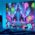 thumbnail image 5 of 1 piece, black light ultraviolet reaction tapestry, fantasy magician and wizard pattern design, wall art hanging flag, a tapestry that gels in the dark background, suitable for bedroom/living room/ga, 5 of 10