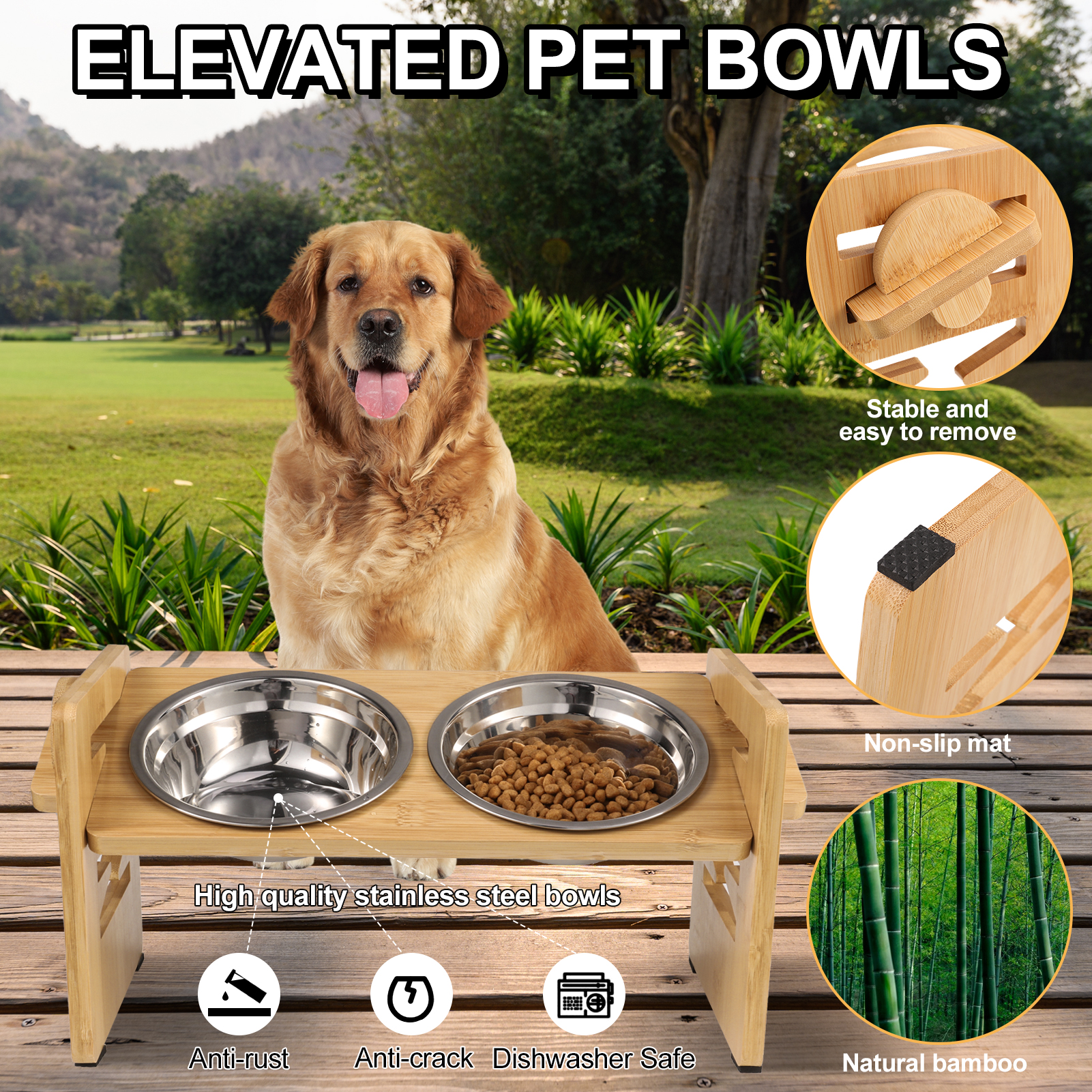 Qweryboo Elevated Tilted Dog Bowls, Adjustable 2.95-6.89" photo 5