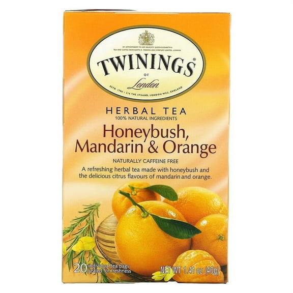 Twinings, Herbal Tea, Honeybush, Mandarin & Orange, Caffeine Free, 20 Tea Bags, 1.41 oz Pack of 2