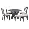 thumbnail image 3 of 5-Piece Dining Set, 44-inch Round Dining Table with Solid Wood Legs & Chair Set for Home, Apartment w/ Curved Bench & Side Chairs, Padded Seats & Backrests, Wooden Frame, 3 of 11