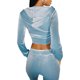 thumbnail image 4 of Lucakuins Mujeres Zip Up Hoodie Casual Color sólido Terciopelo Manga larga Sudadera / Pantalones de chándal con cordón con bolsillos Lucakuins  moda, 4 of 9