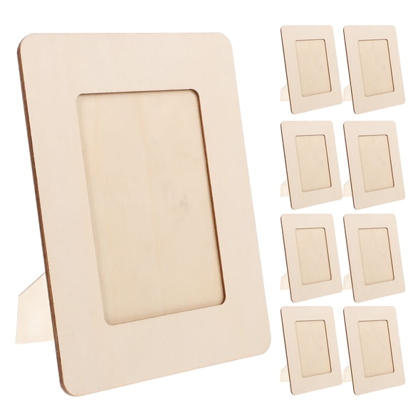 10pcs Unfinished Wood Picture Frames Small Picture Frame Diy Crafts Paintable Wood Photo Frames Kids Artwork Display For Crafts
